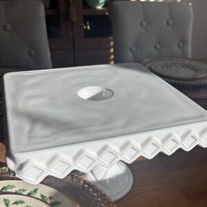 Indiana Glass White Square Cake Stand